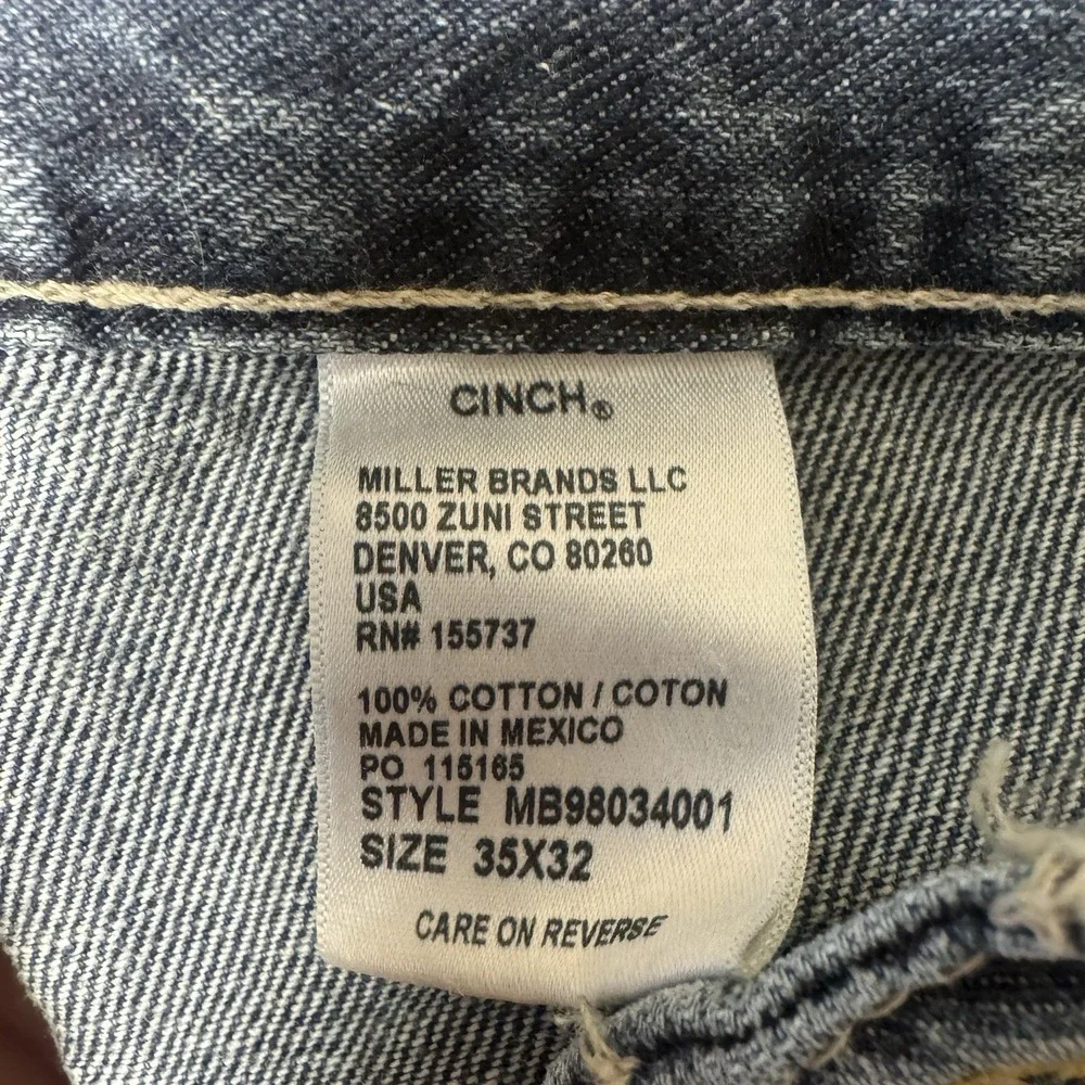 NWT Cinch Silver Label Slim Jeans Men's 35x32 Mid Rise Straight Leg Denim